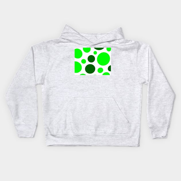 Circles So Green and White Graphic Kids Hoodie by Overthetopsm